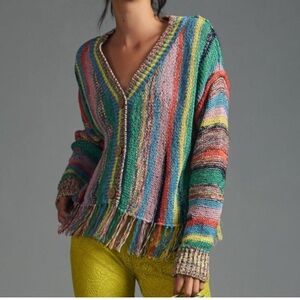 Anthropologie Pilcro Cropped Fringed Sweater Cardigan Size: S